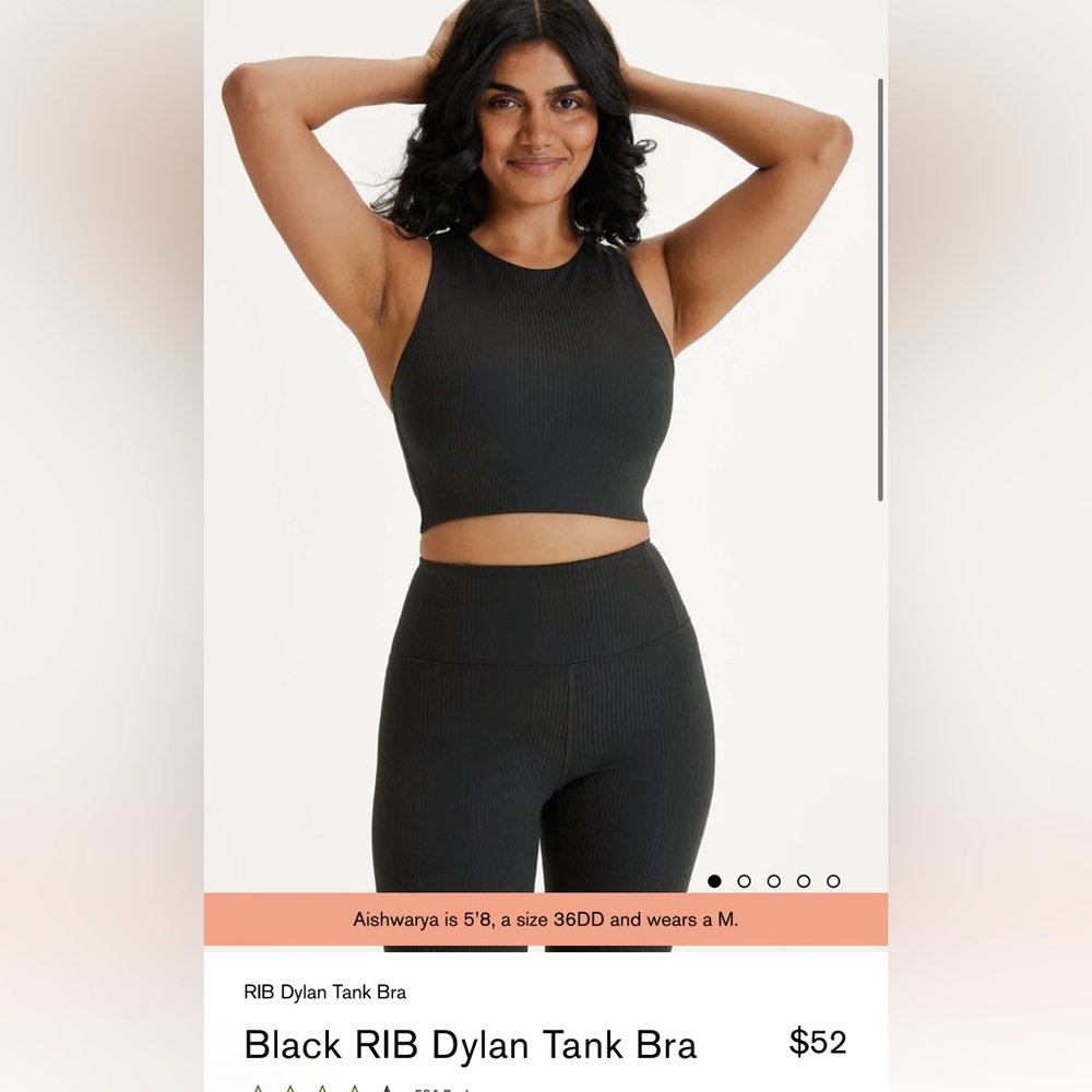 Girlfriend Collective- Black RIB Dylan Tank Bra- XXL